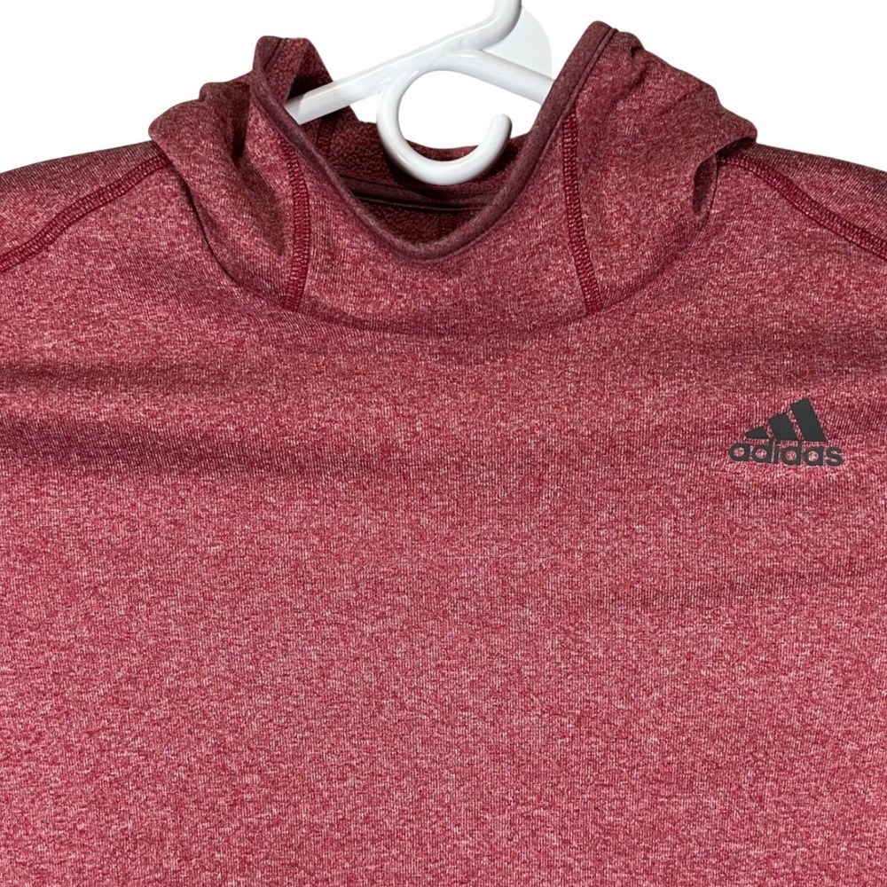 Adidas Womens Heathered Red Scuba Hood Performance Training Hoodie Size M